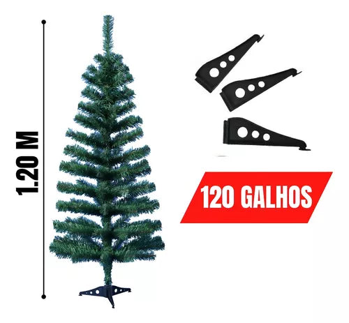 Árvore Natal Grande Decorada Completa 120cm Com Pisca Luxo Cor Verde