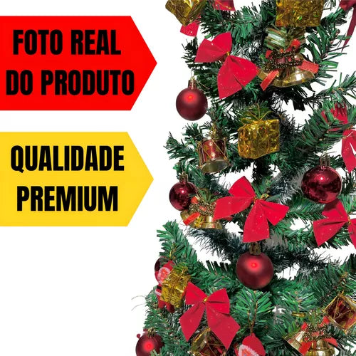 Árvore Natal Grande Decorada Completa 120cm Com Pisca Luxo Cor Verde